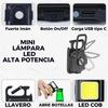 MINI LINTERNA LED 6 en 1 con Altísima potencia de alta calidad premium, 4 intensidades de brillo y carga USB.